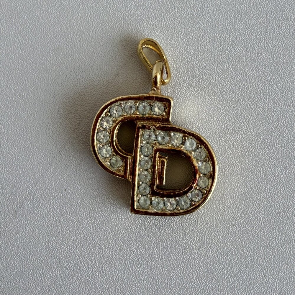 Christian Dior Rhinestone Pave CD Logo Pendant Charm